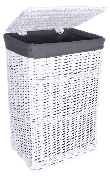 Cos din rachita, capacitate 114 L, captuseala interioare, 48x36x66 cm, alb/gri