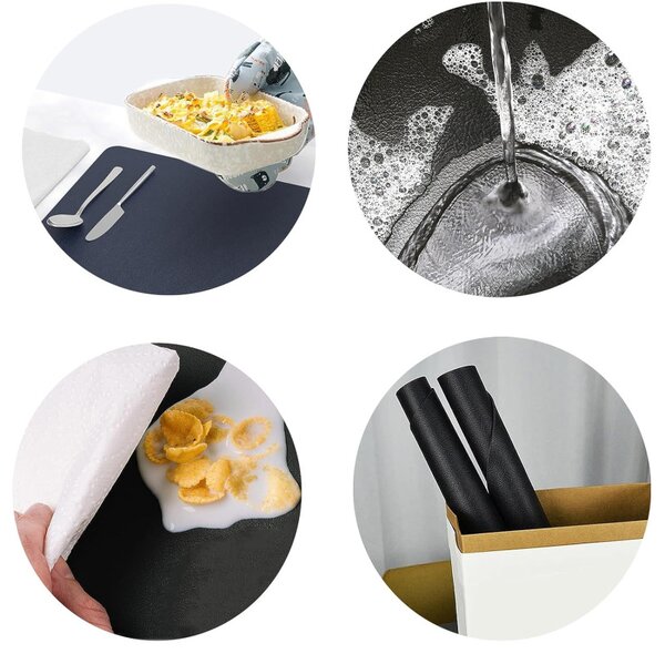 Set 8 suporturi farfurii si pahare, impermeabile, rezistente la temperaturi ridicate, PVC negru