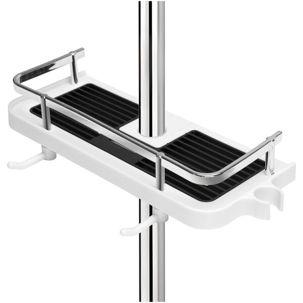 Raft pentru sina de la dus, maxim 2 kg, 2 carlige rotative, suport cap dus, 27.5 x 11.5 x 5 cm, PP, alb/negru