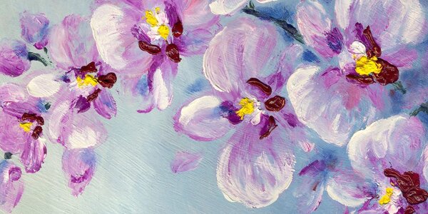 Tablou flori violete romantice