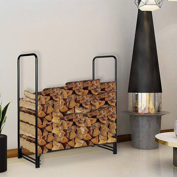 Suport metalic depozitare lemne, sarcina maxima 200 kg, otel negru mat, 122x122x36 cm
