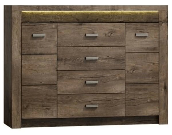 Comoda INFINITY I-07, frasin inchis, PAL melaminat, metal, 137x42x104