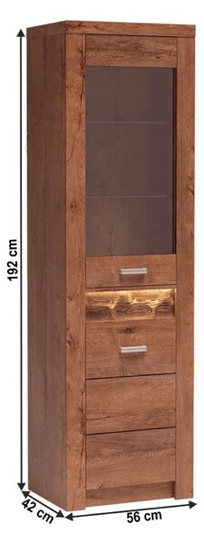 Vitrina INFINITY I-04, frasin deschis, PAL melaminat/sticla, 56x42x192