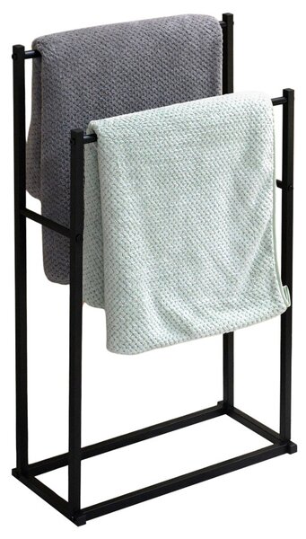 Suport metalic prosoape baie, doua brate, sarcina maxima 10 kg, negru mat