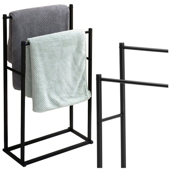 Suport metalic prosoape baie, doua brate, sarcina maxima 10 kg, negru mat