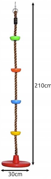 Franghie de catarat, leagan cu disc 30 cm, lungime 210 cm, multicolor