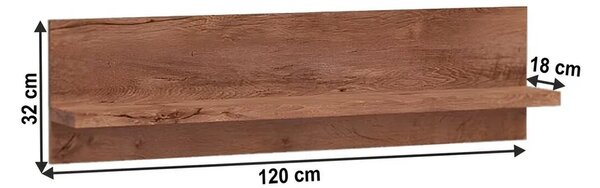 Polita INFINITY I-11, frasin deschis, PAL melaminat, 120x18x32 cm