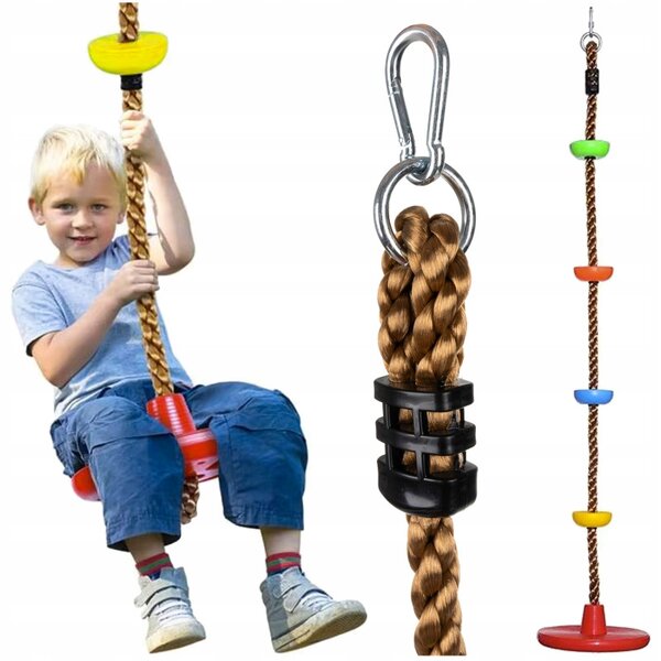 Franghie de catarat, leagan cu disc 30 cm, lungime 210 cm, multicolor