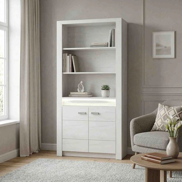 Vitrina INFINITY I-05, frasin alb, PAL melaminat, 96x42x192 cm