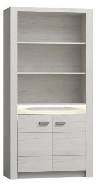 Vitrina INFINITY I-05, frasin alb, PAL melaminat, 96x42x192 cm