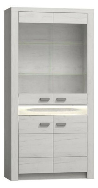 Vitrina INFINITY I-03, frasin alb, PAL melaminat/sticla, 96x42x192 cm