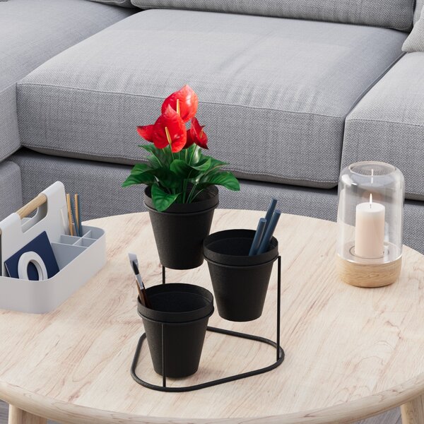 Jardiniera suport metalic decorativ GED-014 Negru 19x20x19 cm