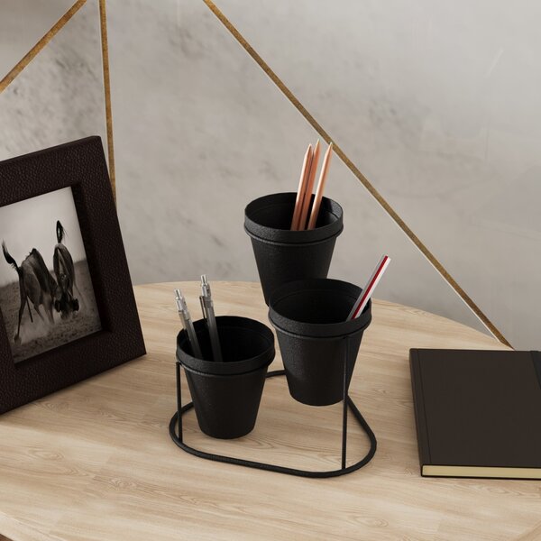 Jardiniera suport metalic decorativ GED-014 Negru 19x20x19 cm