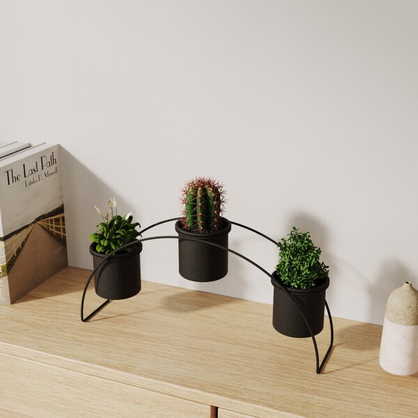 Jardiniera suport metalic decorativ GED-012 Negru 40x20x10 cm
