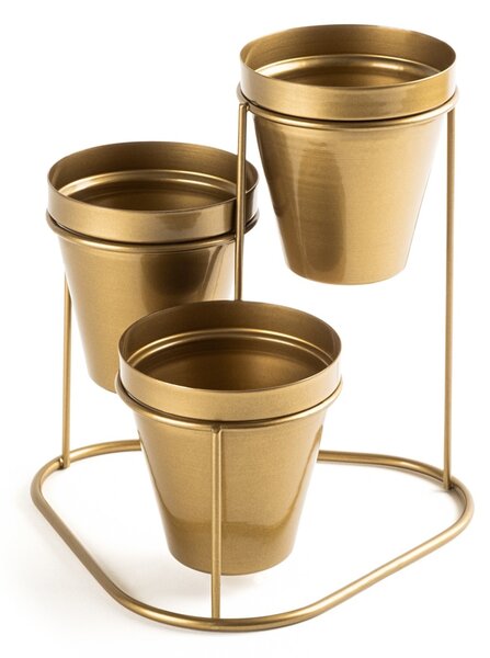 Jardiniera suport metalic decorativ GED-014 Auriu 19x20x19 cm