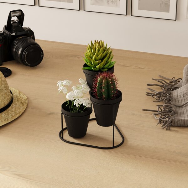 Jardiniera suport metalic decorativ GED-014 Negru 19x20x19 cm