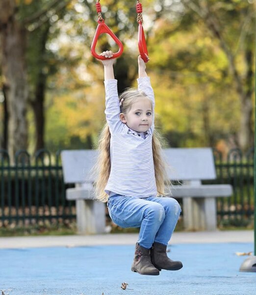 Leagan copii, trapez cu inele, bara acrobatica, lungime reglabila 140-211 cm, maxim 100 kg