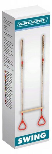 Leagan copii, trapez cu inele, bara acrobatica, lungime reglabila 140-211 cm, maxim 100 kg