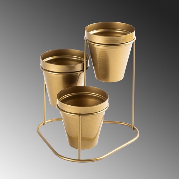 Jardiniera suport metalic decorativ GED-014 Auriu 19x20x19 cm