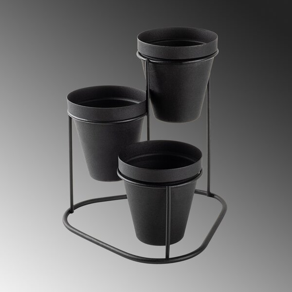 Jardiniera suport metalic decorativ GED-014 Negru 19x20x19 cm