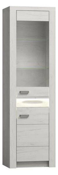 Vitrina INFINITY I-04, frasin alb, PAL melaminat/sticla, 56x42x192 cm