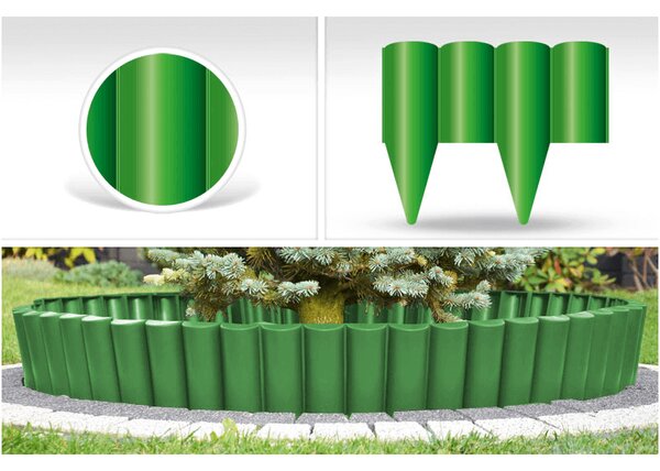 Palisada decorativa verde, separare gazon, flori, lungime 25 cm, inaltime 12,5 cm