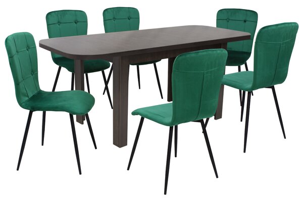 Set masă extensibilă Roma Wenge cu 6 Scaune Luca Verde