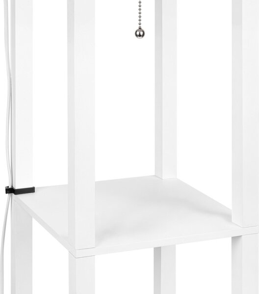 Lampa de podea, 3 rafturi lemn, 1xLED E27 60W, abajur stofa, 1580x260x260 mm