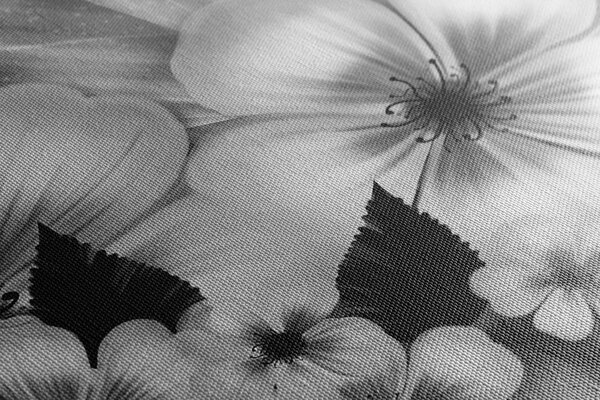Tablou fantezia florilor în design alb-negru