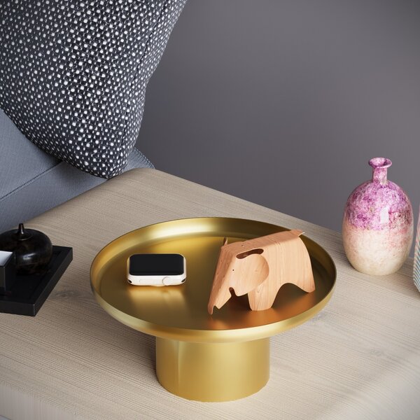 Set 3 platouri decorative metalice GED-007 Auriu 25.5x25.5x9 cm