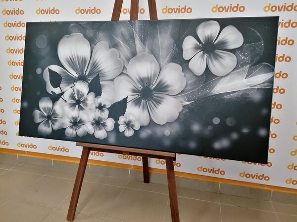 Tablou fantezia florilor în design alb-negru