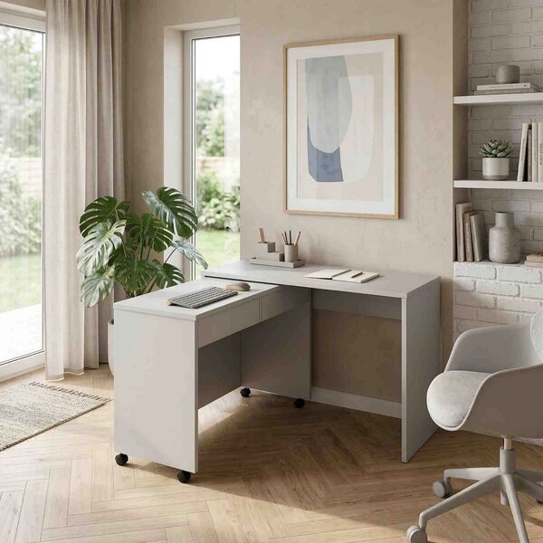 Birou VERSAL NEW, alb, PAL, extensibil, 120x50x75 cm