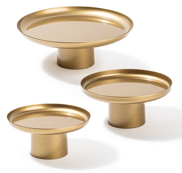 Set 3 platouri decorative metalice GED-007 Auriu 25.5x25.5x9 cm
