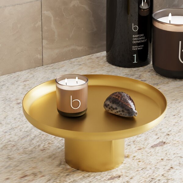Set 3 platouri decorative metalice GED-007 Auriu 25.5x25.5x9 cm