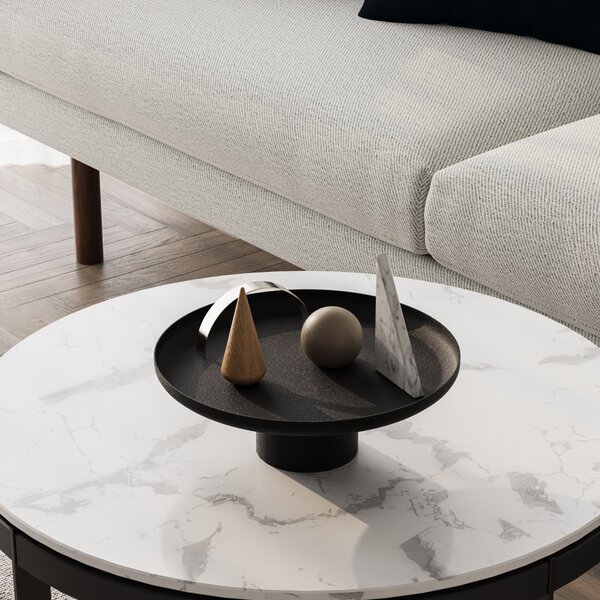 Set 3 platouri decorative metalice GED-007 Negru 25.5x25.5x9 cm