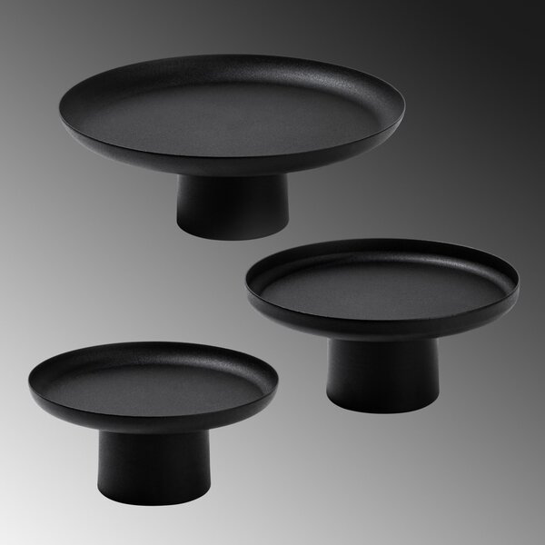 Set 3 platouri decorative metalice GED-007 Negru 25.5x25.5x9 cm
