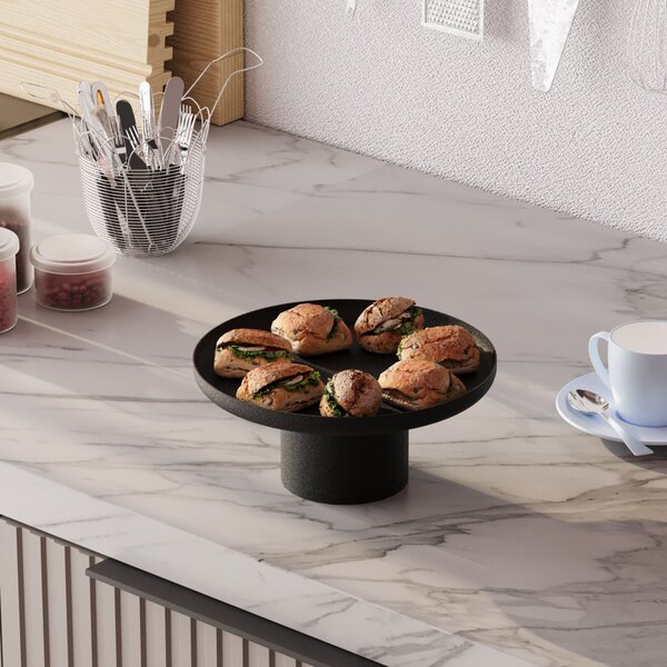 Set 3 platouri decorative metalice GED-007 Negru 25.5x25.5x9 cm