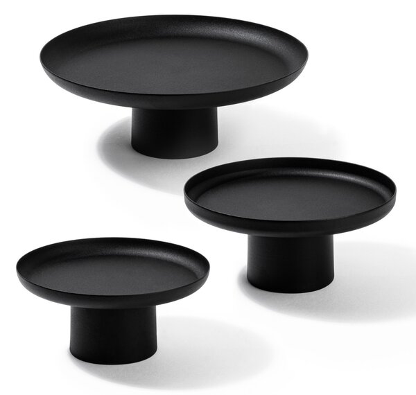 Set 3 platouri decorative metalice GED-007 Negru 25.5x25.5x9 cm