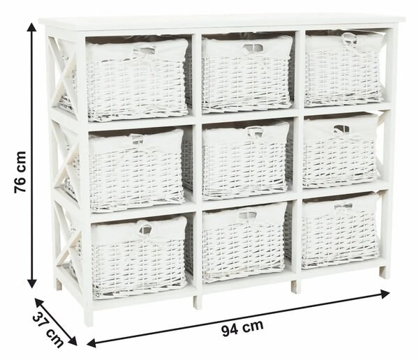 Organizator RAFAELLO 9, alb, material textil/lemn, 94x37x76 cm