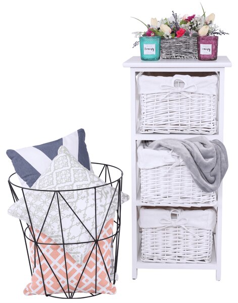 Organizator RAFAELLO 3, lemn/rachita, alb, 36x37x76 cm