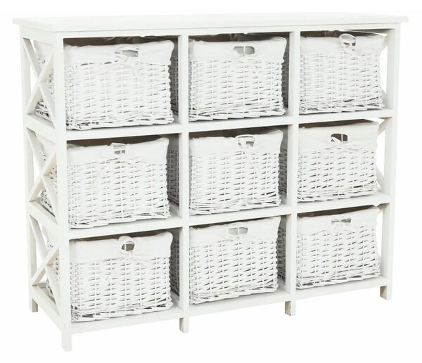 Organizator RAFAELLO 9, alb, material textil/lemn, 94x37x76 cm