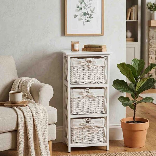 Organizator RAFAELLO 3, lemn/rachita, alb, 36x37x76 cm