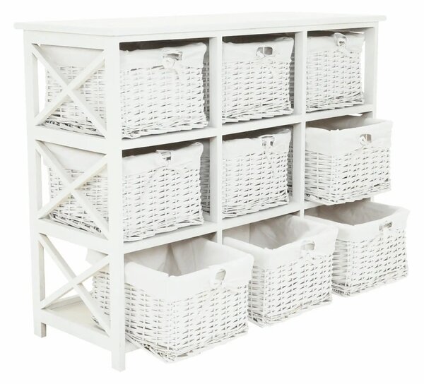 Organizator RAFAELLO 9, alb, material textil/lemn, 94x37x76 cm