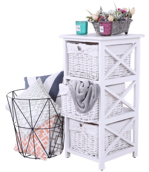 Organizator RAFAELLO 3, lemn/rachita, alb, 36x37x76 cm