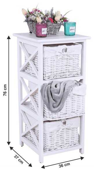 Organizator RAFAELLO 3, lemn/rachita, alb, 36x37x76 cm
