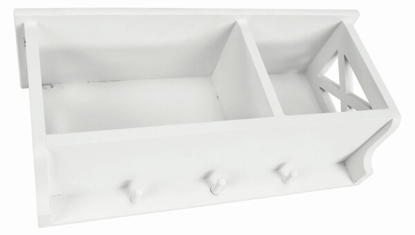 Raft RAFAELLO, alb, lemn, 55x17x25 cm