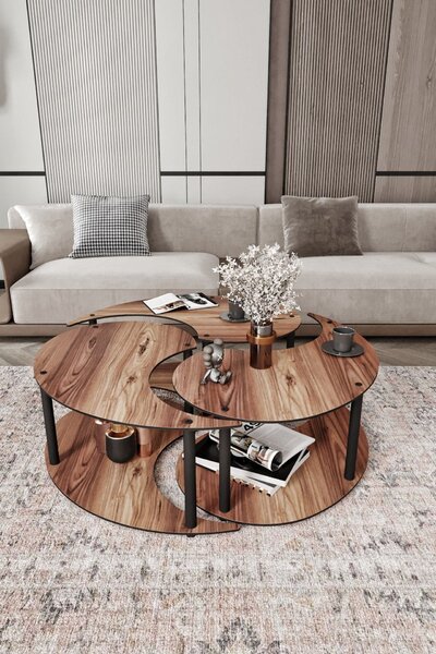 Set de 3 măsuțe de cafea Yanov (nuc). Promo -14%. 1153770