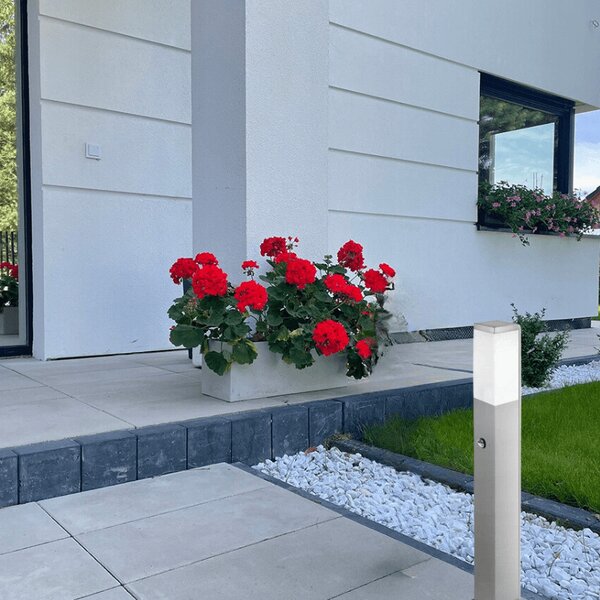 Lampa LED de exterior, inaltime 65 cm, unghi fascicul 360 grade, E27, argintiu