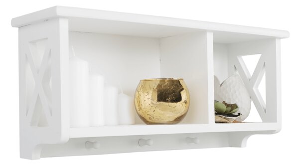 Raft RAFAELLO, alb, lemn, 55x17x25 cm