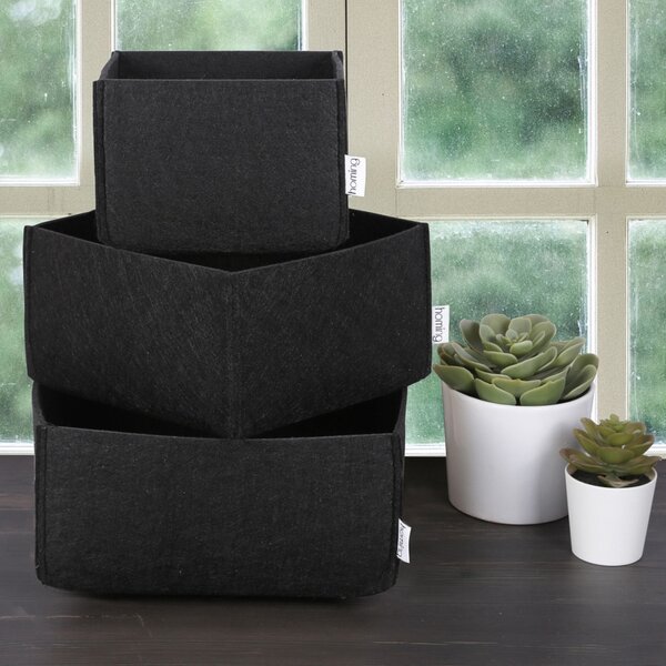 Set organizator de birou din fetru (3 bucati) HMY-6268 Negru 22.5x22.5x10 cm